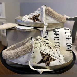 Golden Goose Super-Star Sabot Sneakers pony star, suede toe, shearling lining